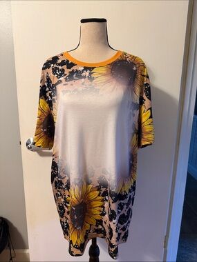 Sunflower Print Large Short Sleeve Women's Top- Ready for Sublimation/Design